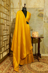 Yellow Banarasi Soft Silk Saree with all over brocade pattern in matt Gold jari